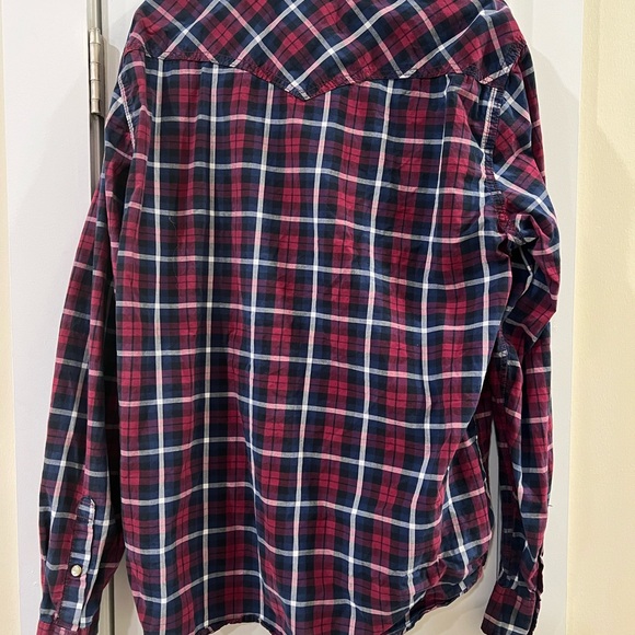 Aeropostale Men's Casual Plaid Shirt - Red and Blue - Picture 2 of 2